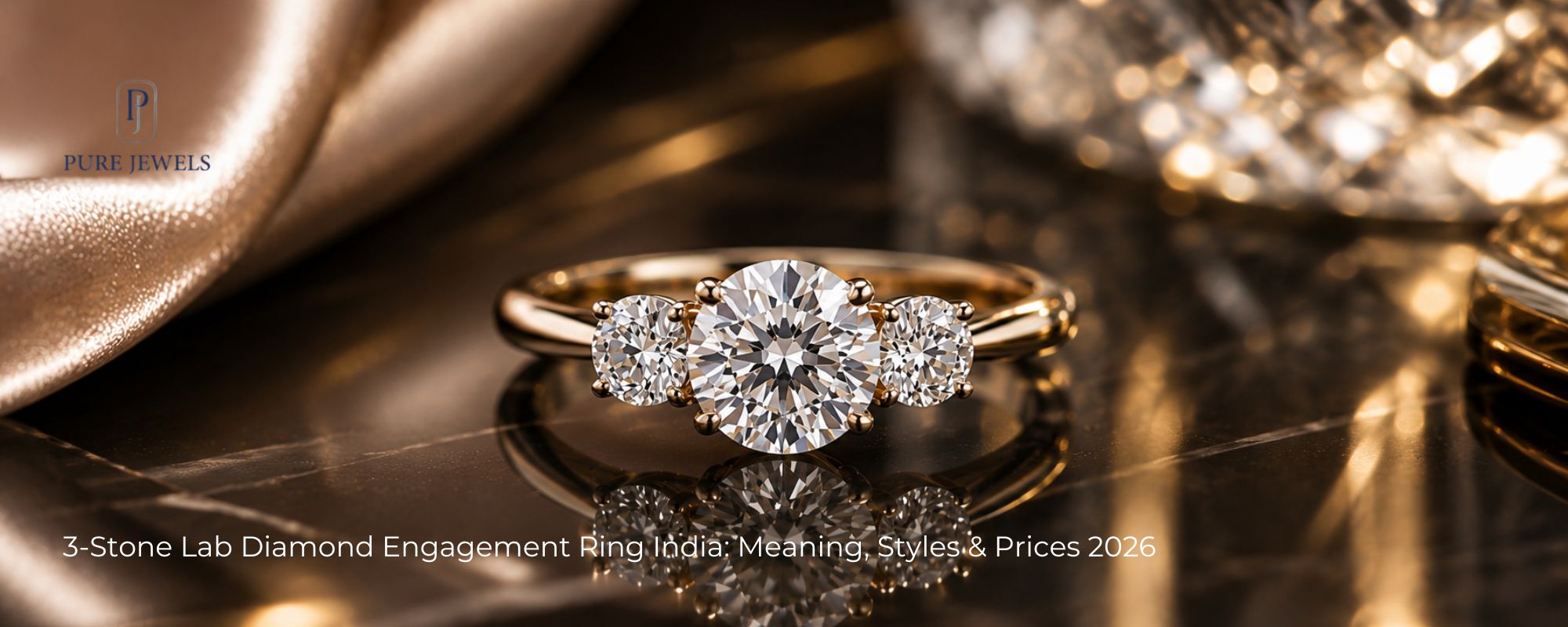 3-stone lab diamond engagement ring